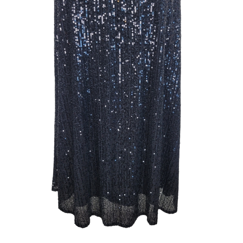 Belle Badgley Mischka Tara Halter Neck Black Sequin Mini Shift Dress Size 2 - Picture 5 of 9